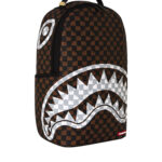 תיק גב ספרייגראונד SPRAYGROUND שחור חום Brown and Cream Drip Check תבליט כריש משבצות נוזלות למחשב