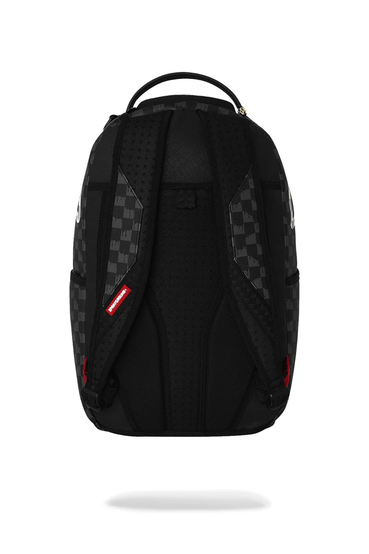 תיק גב ספרייגראונד SPRAYGROUND שחור אפור Black and White Drip Check תבליט כריש משבצות נוזלות למחשב