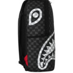 תיק גב ספרייגראונד SPRAYGROUND שחור אפור Black and White Drip Check תבליט כריש משבצות נוזלות למחשב