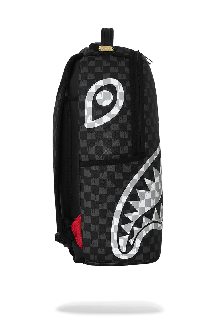 תיק גב ספרייגראונד SPRAYGROUND שחור אפור Black and White Drip Check תבליט כריש משבצות נוזלות למחשב