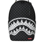 תיק גב ספרייגראונד SPRAYGROUND שחור אפור Black and White Drip Check תבליט כריש משבצות נוזלות למחשב