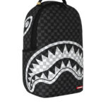 תיק גב ספרייגראונד SPRAYGROUND שחור אפור Black and White Drip Check תבליט כריש משבצות נוזלות למחשב