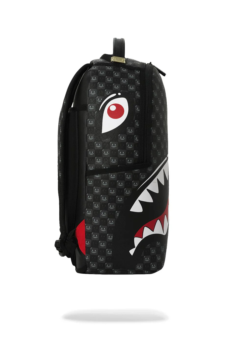 תיק גב ספרייגראונד SPRAYGROUND שחור Sharks In Paris WTF Bubbly תבליט כריש סמיילי למחשב