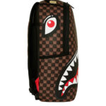 תיק גב ספרייגראונד SPRAYGROUND שחור חום Sharks In Paris WTF Bubble תבליט כריש סמיילי למחשב