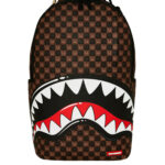 תיק גב ספרייגראונד SPRAYGROUND שחור חום Sharks In Paris WTF Bubble תבליט כריש סמיילי למחשב