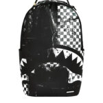 תיק גב ספרייגראונד SPRAYGROUND שחור לבן Painted Over Check תבליט כריש משבצות למחשב