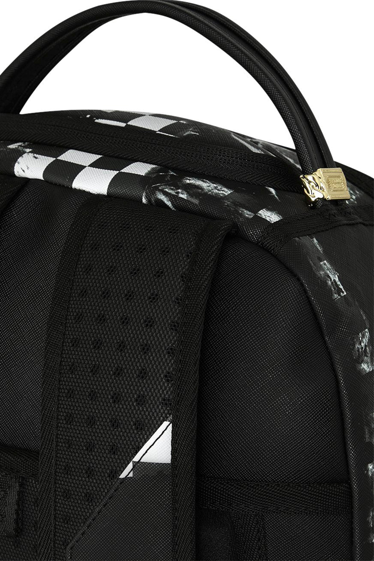 תיק גב ספרייגראונד SPRAYGROUND שחור לבן Painted Over Check תבליט כריש משבצות למחשב
