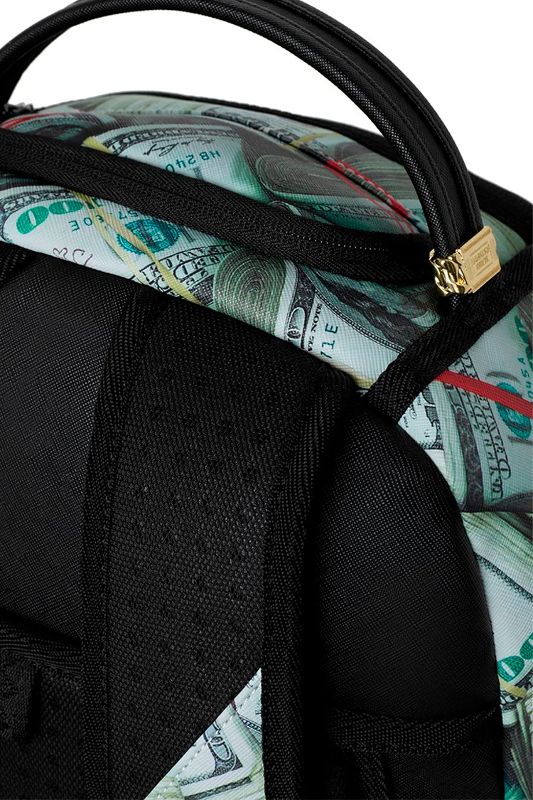 תיק גב ספרייגראונד SPRAYGROUND שחור חום Money Banks תבליט כריש דולרים משבצות למחשב