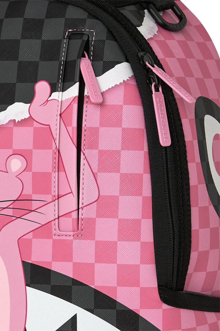 תיק גב ספרייגראונד SPRAYGROUND שחור ורוד Pink Panther On The Run תבליט כריש הפנתר הוורוד למחשב