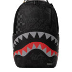 תיק גב ספרייגראונד SPRAYGROUND שחור אדום 4AM Red Shark תבליט כריש שלשלאות למחשב