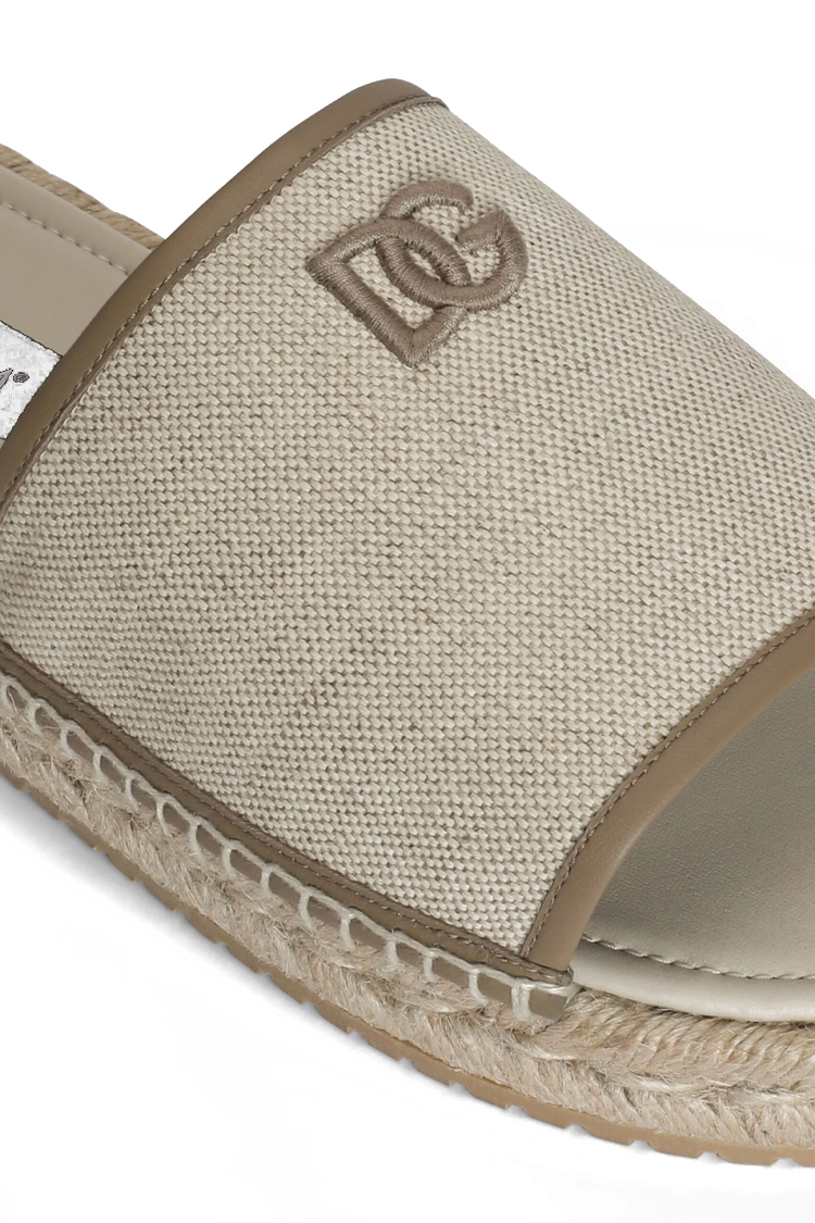 כפכפים דולצה וגבאנה DOLCE&GABBANA קרם גברים Canvas espadrilles אספרדיל חבל רקמה לוגו
