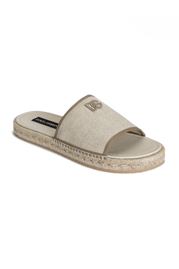 כפכפים דולצה וגבאנה DOLCE&GABBANA קרם גברים Canvas espadrilles אספרדיל חבל רקמה לוגו