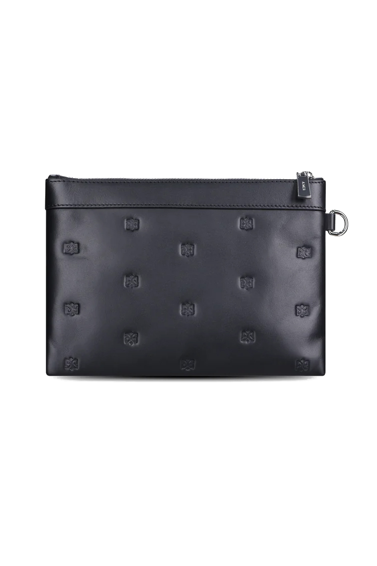 תיק קלאץ AINKER אינקר שחור גברים תיק יד 815 Clutch Leather עור חצי מבריק רוכסן כרטיסים הטבעת לוגו