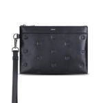 תיק קלאץ AINKER אינקר שחור גברים תיק יד 815 Clutch Leather עור חצי מבריק רוכסן כרטיסים הטבעת לוגו