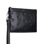 תיק קלאץ AINKER אינקר שחור גברים תיק יד 815 Clutch Leather עור חצי מבריק רוכסן כרטיסים הטבעת לוגו
