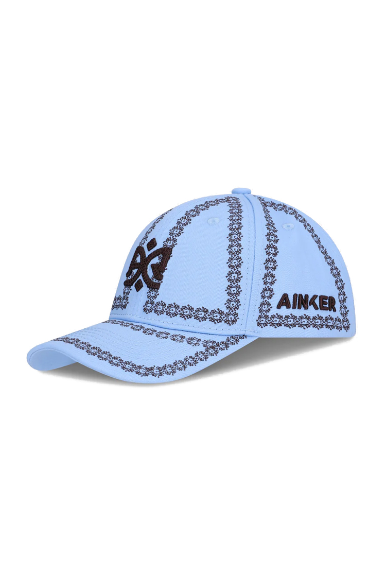 כובע בייסבול אינקר AINKER פרחוני תכלת לוגו כפול כותנה מתכוונן