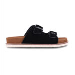 כפכפי זמש AINKER אינקר שחור גברים כפכפים Ascot Black Suede מדרס שעם אבזמי מתכת