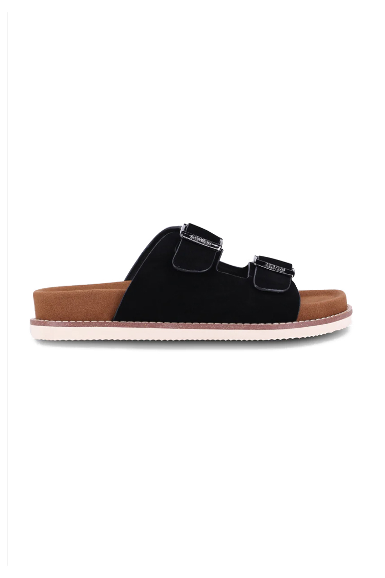 כפכפי זמש AINKER אינקר שחור גברים כפכפים Ascot Black Suede מדרס שעם אבזמי מתכת