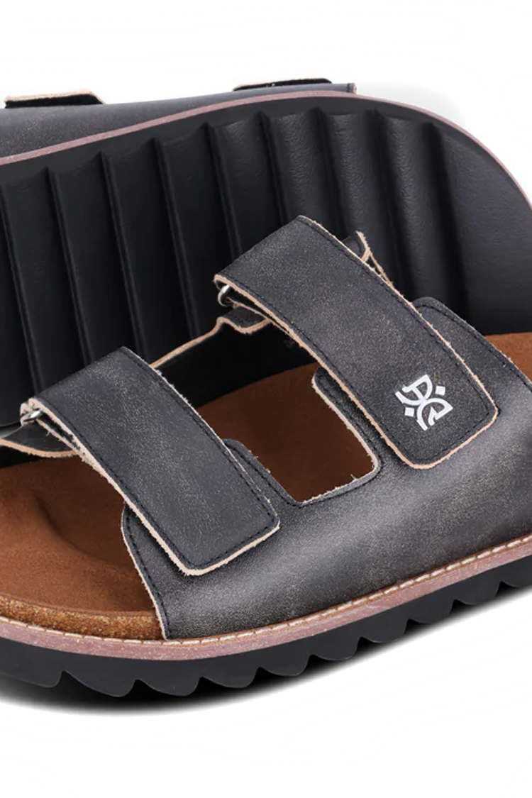 כפכפי עור AINKER אינקר אפור גברים כפכפים Velo Leather מדרס שעם סקוץ