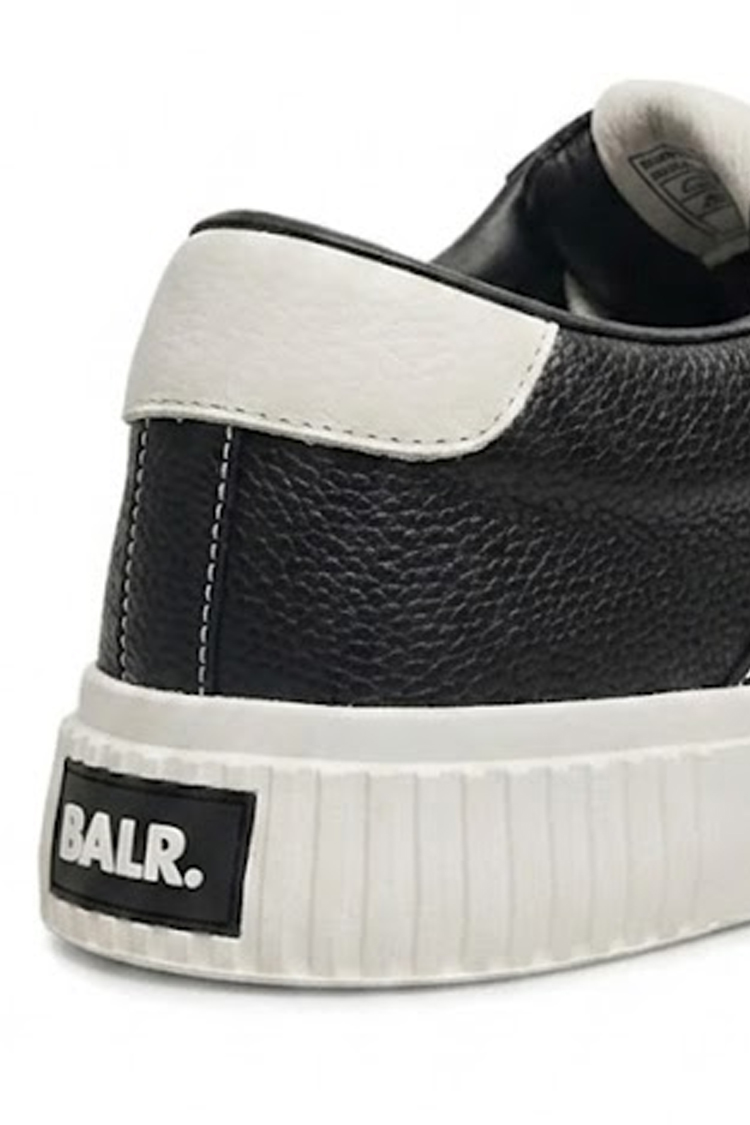 נעלי סניקרס באלר BALR גברים שחור לבן גזרת MID עור גרעיני סוליה עבה לוגו גפה