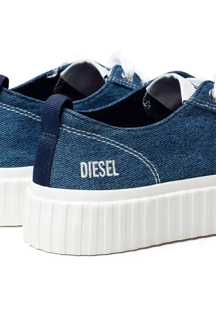 נעלי דיזל DIESEL ג'ינס גברים סניקרס בד קנבס נמוכות תפרי קונטרסט דגם S-Poly Low