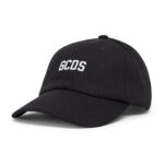 כובע בייסבול GCDS ג’י סי די אס שחור גברים כובע מצחיה רקמה קדמית אחורית רצועה מתכווננת