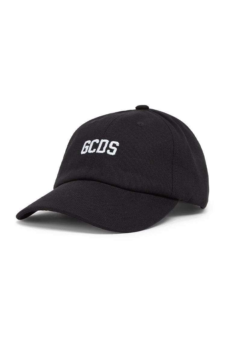 כובע בייסבול GCDS ג'י סי די אס שחור גברים כובע מצחיה רקמה קדמית אחורית רצועה מתכווננת