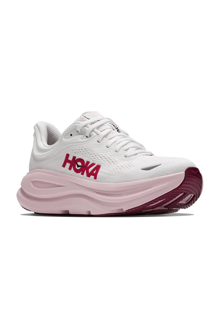 נעלי ספורט הוקה HOKA נשים לבן/ורוד הליכה ריצת כביש דגם בונדי 9 Bondi 9 נשים סוליה עבה