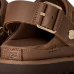 כפכפי עור אג UGG נשים חום כהה עור נובוק סוליית EVA דגם Goldenstar villa clog רצועת עור