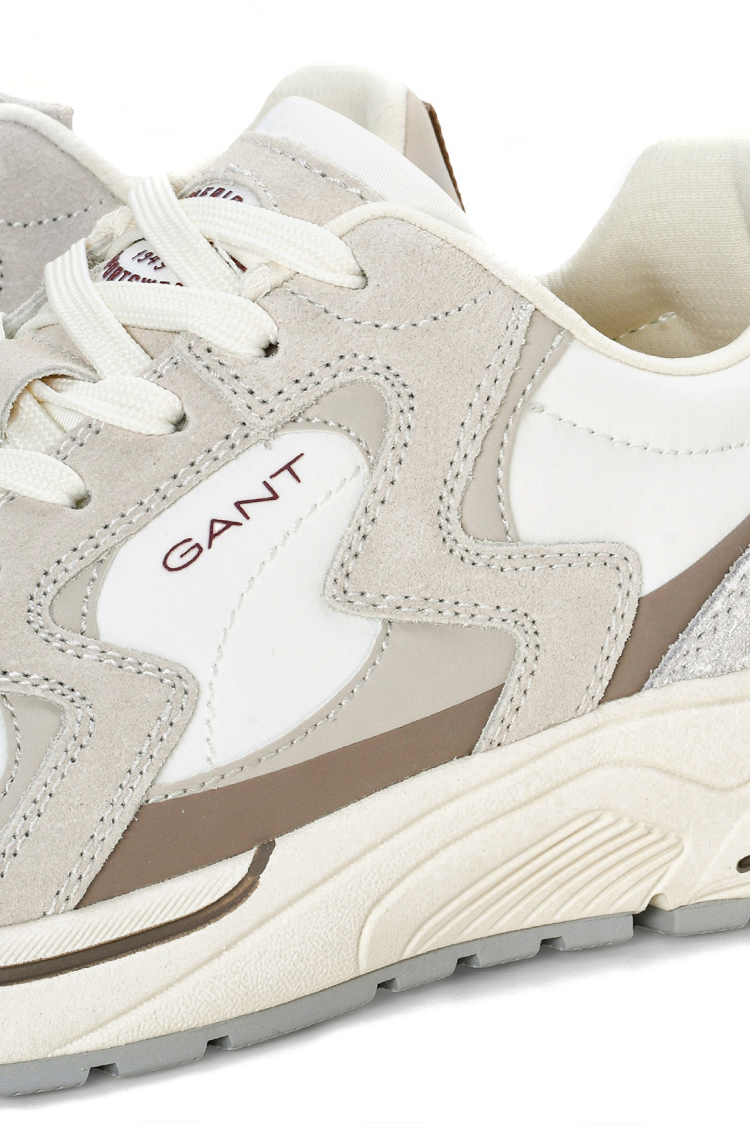 סניקרס גאנט Gant עור MID שחור עם בד רשת ולוגו בצד צבע אוף וויט