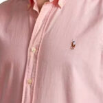 חולצה מכופתרת פולו ראלף לורן POLO RALPH LAUREN גברים ורוד סלים פיט כותנה רקמת לוגו פוני בחזה
