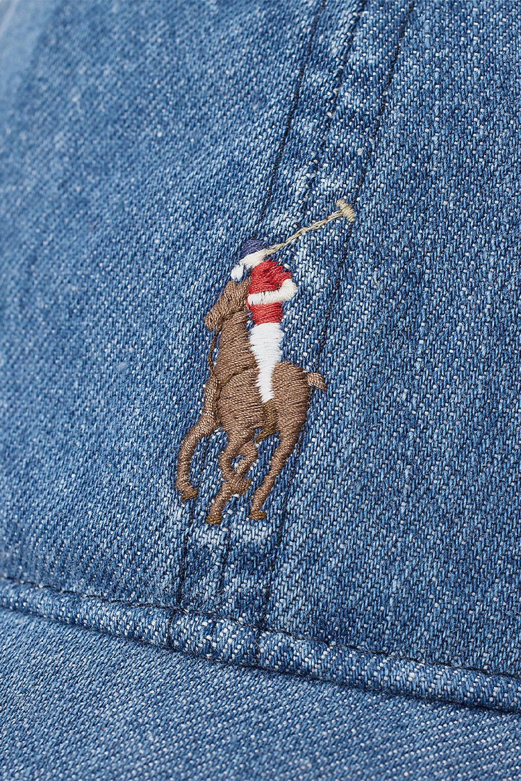 כובע בייסבול פולו ראלף לורן POLO RALPH LAUREN גברים נשים ג’ינס דנים כחול רצועת עור רקמת לוגו פוני דגם Polo Pony
