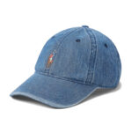 כובע בייסבול פולו ראלף לורן POLO RALPH LAUREN גברים נשים ג’ינס דנים כחול רצועת עור רקמת לוגו פוני דגם Polo Pony