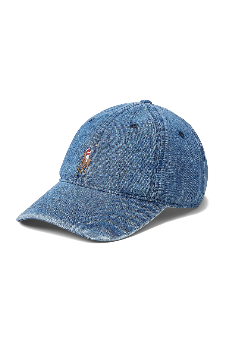 כובע בייסבול פולו ראלף לורן POLO RALPH LAUREN גברים נשים ג'ינס דנים כחול רצועת עור רקמת לוגו פוני דגם Polo Pony