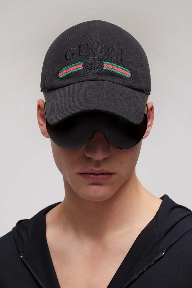 כובע בייסבול גוצ’י GUCCI גברים נשים שחור כותנה רקמת לוגו GG פסי גוצ’י דגם Hat with Embroidery