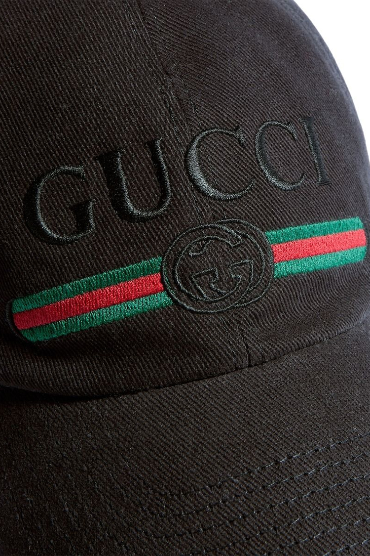 כובע בייסבול גוצ’י GUCCI גברים נשים שחור כותנה רקמת לוגו GG פסי גוצ’י דגם Hat with Embroidery