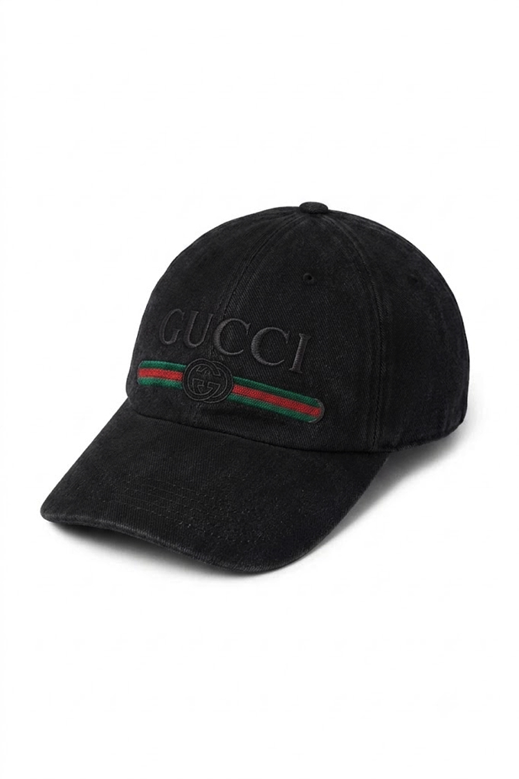כובע בייסבול גוצ'י GUCCI גברים נשים שחור כותנה רקמת לוגו GG פסי גוצ'י דגם Hat with Embroidery