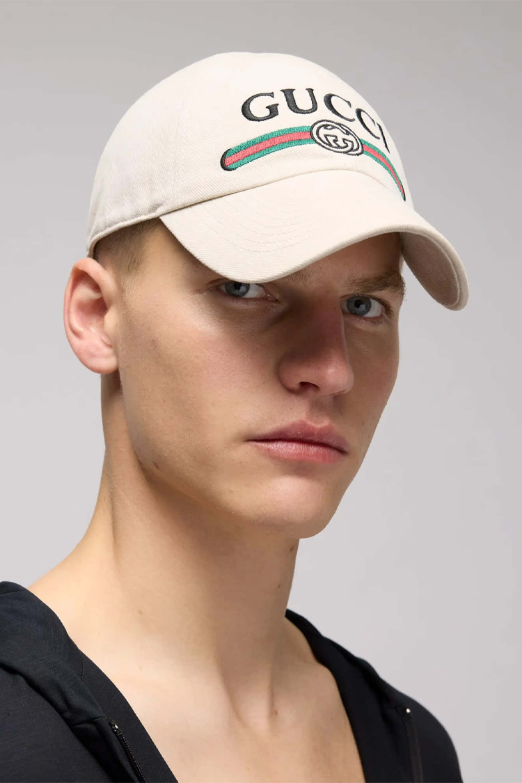 כובע בייסבול גוצ’י GUCCI גברים נשים קרם כותנה רקמת לוגו GG פסי גוצ’י דגם Hat with Embroidery