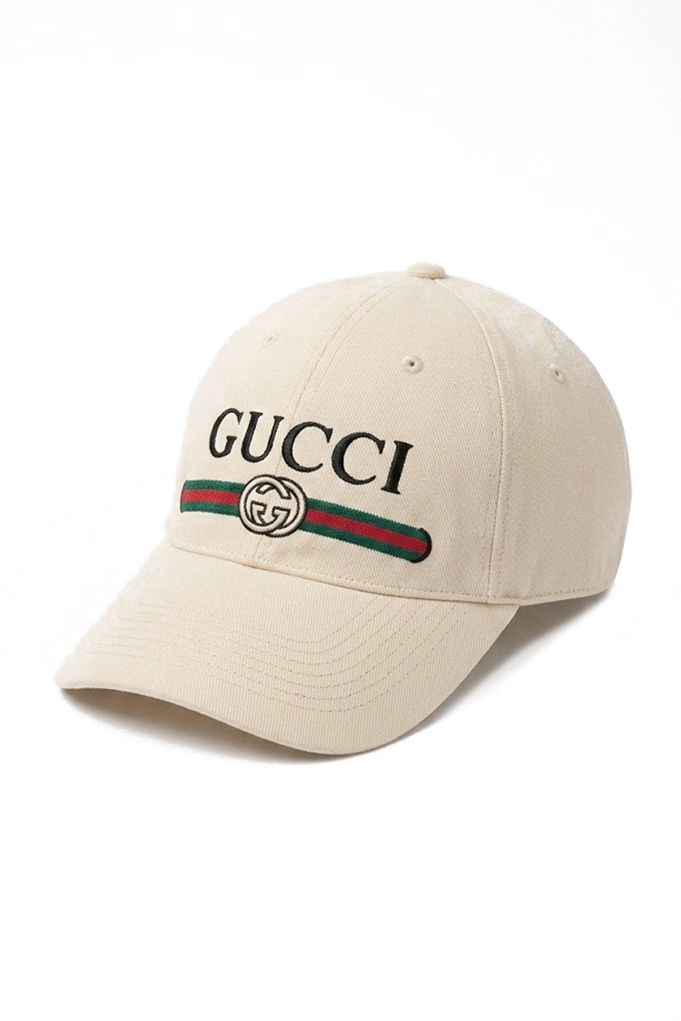 כובע בייסבול גוצ'י GUCCI גברים נשים קרם כותנה רקמת לוגו GG פסי גוצ'י דגם Hat with Embroidery