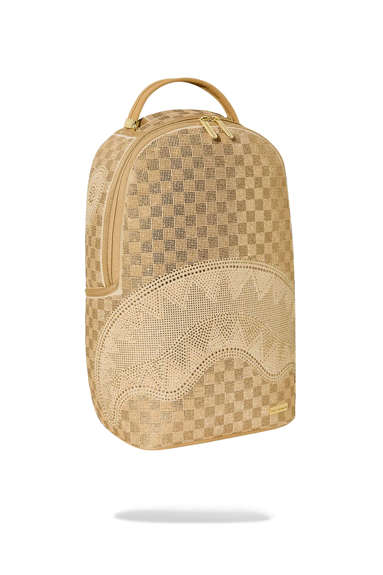 תיק גב ספרייגראונד SPRAYGROUND גברים נשים זהב זרקונים תבליט כריש דגם Tone gold trinity תא למחשב