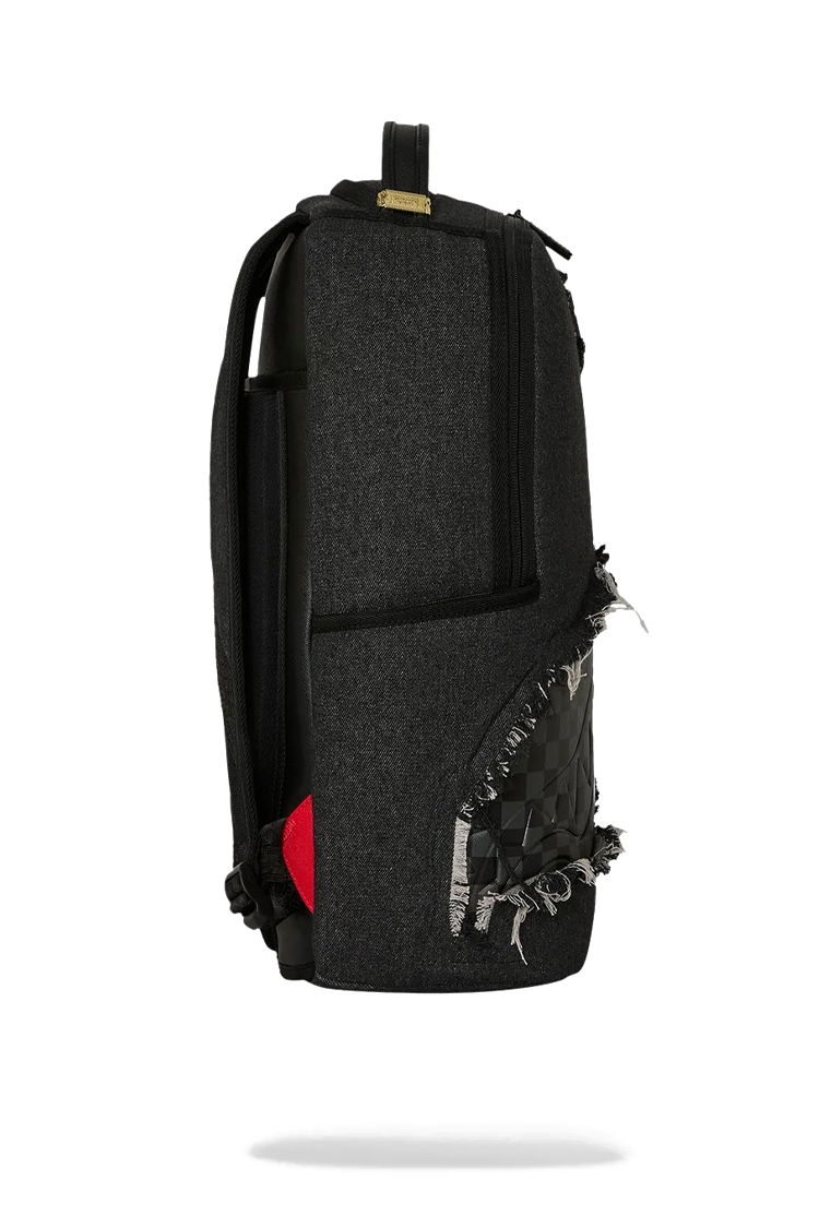 תיק גב ספרייגראונד SPRAYGROUND גברים נשים שחור ג’ינס פרום תבליט כריש דגם Denim tear shark תא למחשב