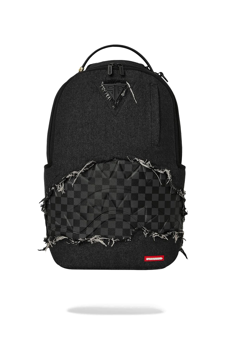 תיק גב ספרייגראונד SPRAYGROUND גברים נשים שחור ג’ינס פרום תבליט כריש דגם Denim tear shark תא למחשב