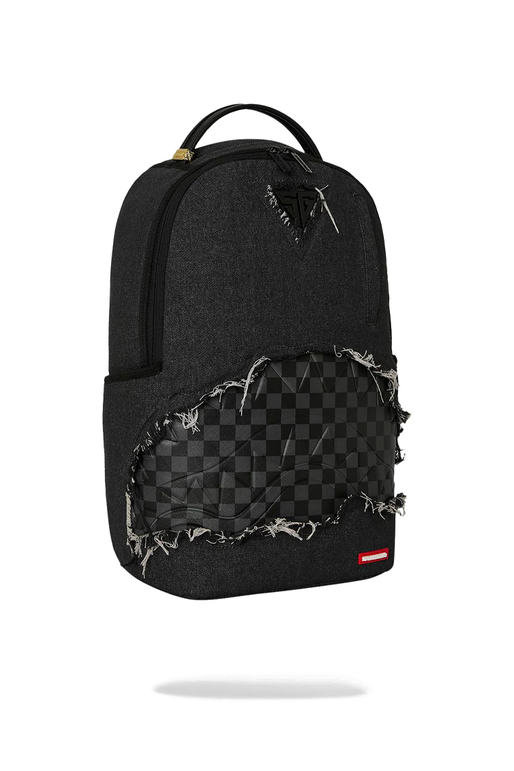 תיק גב ספרייגראונד SPRAYGROUND גברים נשים שחור ג'ינס פרום תבליט כריש דגם Denim tear shark תא למחשב