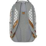 תיק גב ספרייגראונד SPRAYGROUND גברים נשים אפור לבן פוליויניל משובץ תבליט כריש דגם Embossed cream check תא למחשב