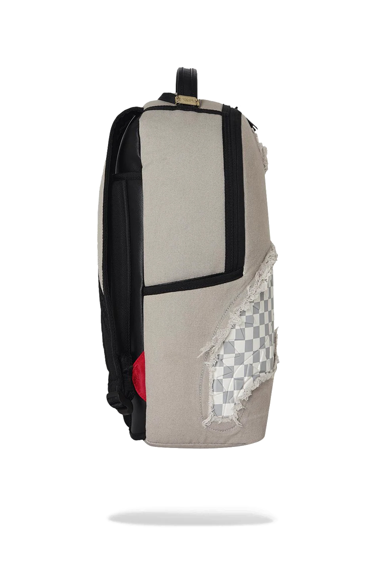 תיק גב ספרייגראונד SPRAYGROUND גברים נשים אפור ג’ינס פרום תבליט כריש דגם Cream denim tear shark תא למחשב