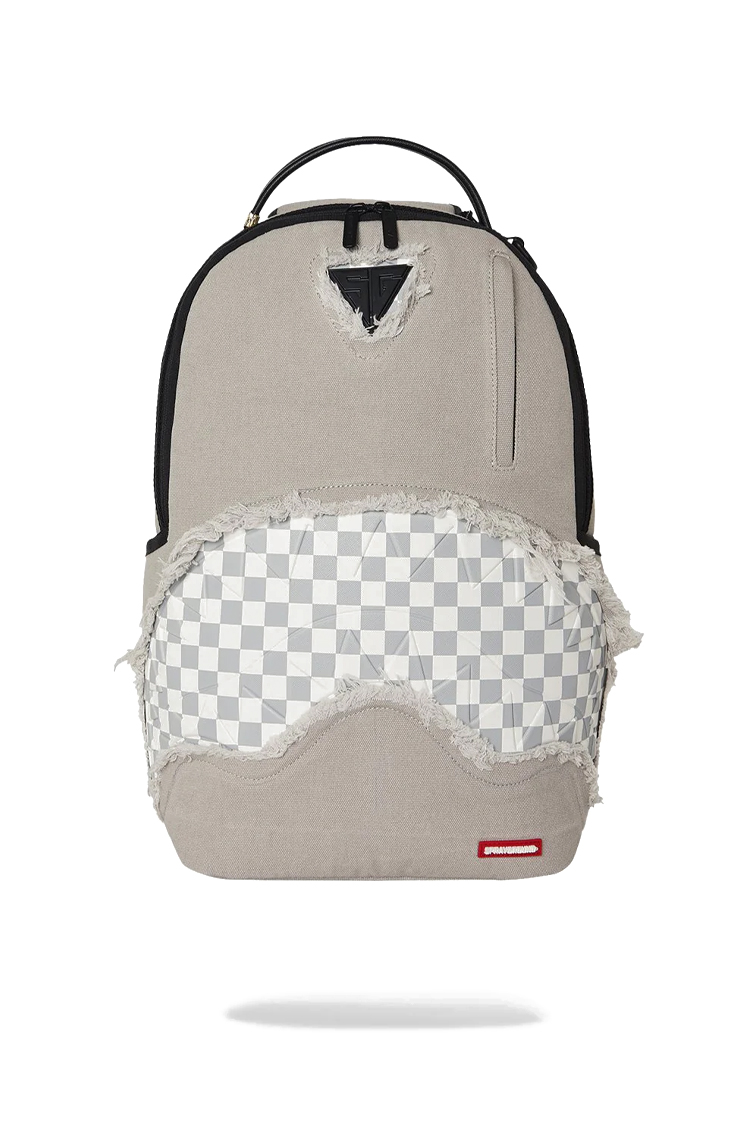 תיק גב ספרייגראונד SPRAYGROUND גברים נשים אפור ג’ינס פרום תבליט כריש דגם Cream denim tear shark תא למחשב