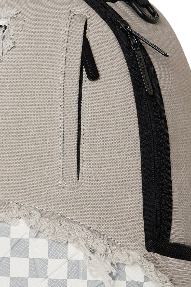 תיק גב ספרייגראונד SPRAYGROUND גברים נשים אפור ג’ינס פרום תבליט כריש דגם Cream denim tear shark תא למחשב