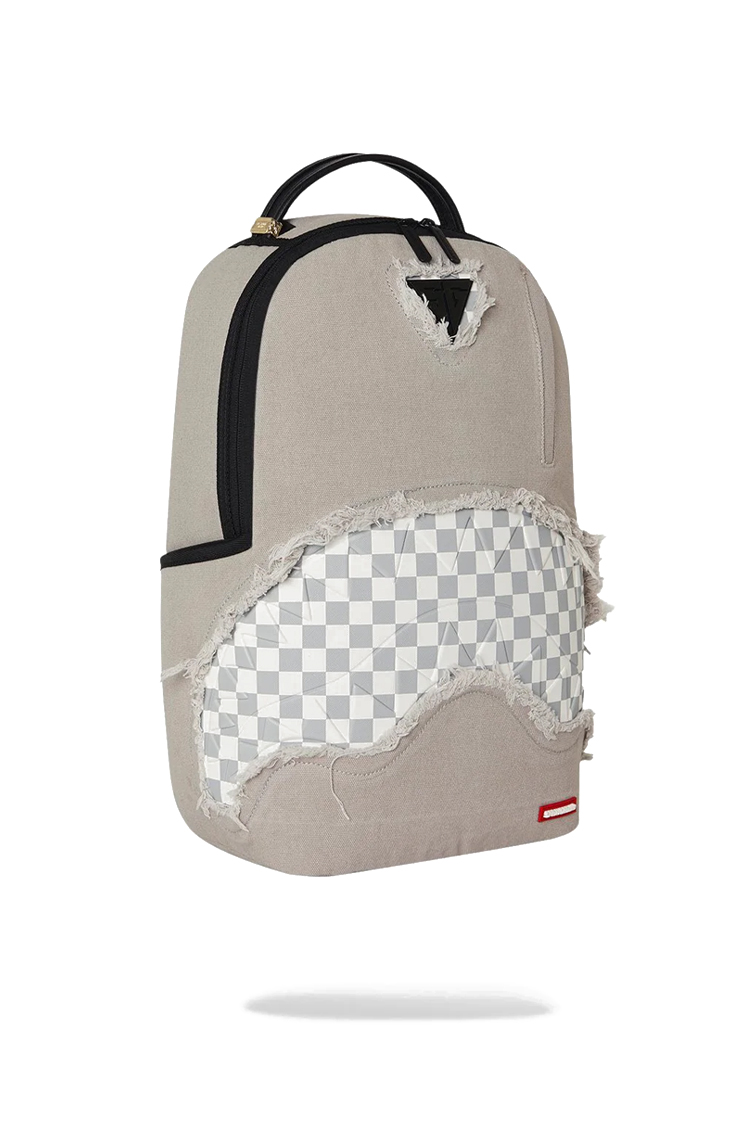 תיק גב ספרייגראונד SPRAYGROUND גברים נשים אפור ג'ינס פרום תבליט כריש דגם Cream denim tear shark תא למחשב