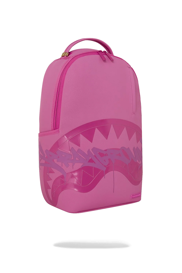 תיק גב ספרייגראונד SPRAYGROUND גברים נשים ורוד פוליויניל תבליט כריש דגם Pink ghost drip תא למחשב