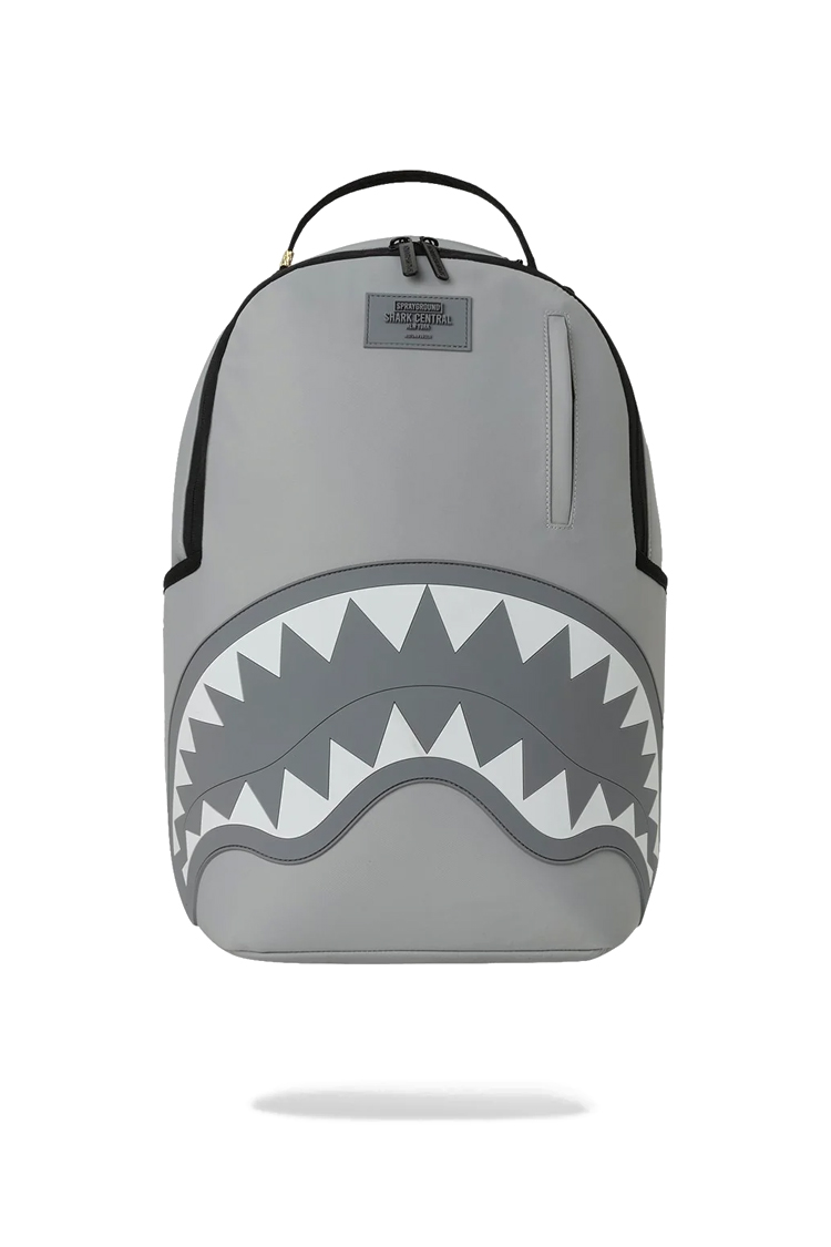 תיק גב ספרייגראונד SPRAYGROUND גברים נשים אפור ניילון רקמת כריש דגם Shark central tonal תא למחשב